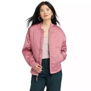 NEW A New Day - Women's Satin Bomber Jacket In Berry Pink Size XS
